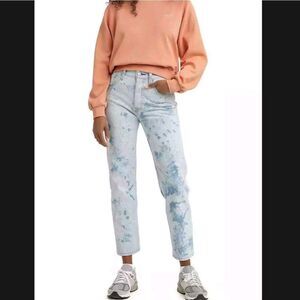 Levi's Women's 501 Crop Scribble Acid Wash Straight Leg Jeans size 25x26 NWT